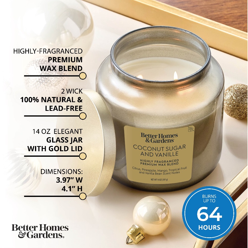 Coconut Wax Flake - 2-Wick gouden glazen kaarsenpot met gouden