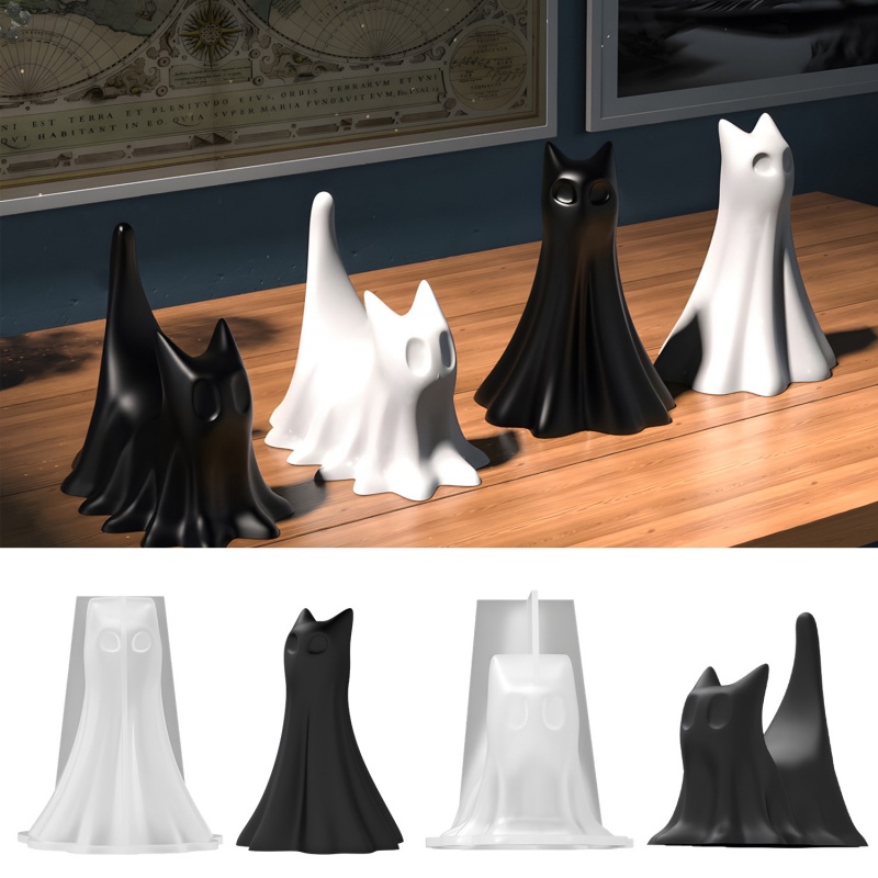 Candle Making Design - Ghost Cat Halloween Desktop Ornament Gips