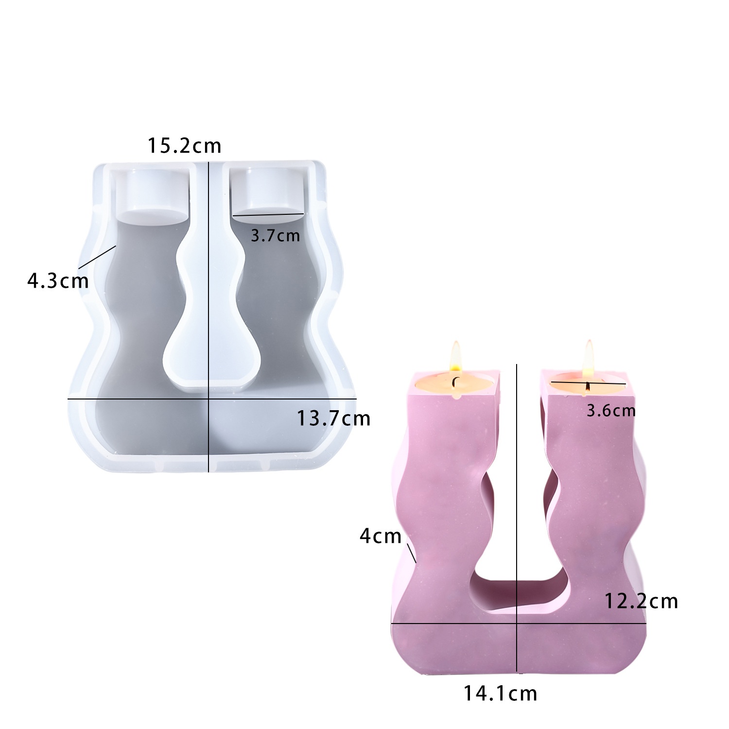Candle Mold Silicone - DIY epoxyhars mal U-vormige kaarsenhouder siliconen